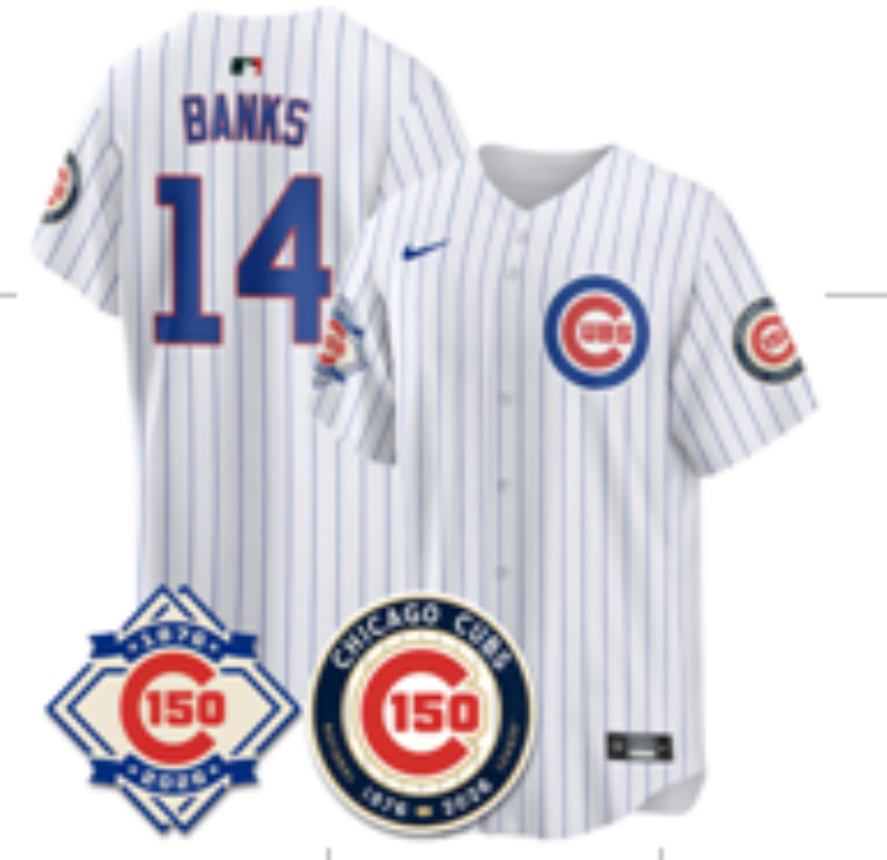Men 2026 Chicago Cubs #14 Banks white Game Nike MLB Jersey 03001->chicago cubs->MLB Jersey